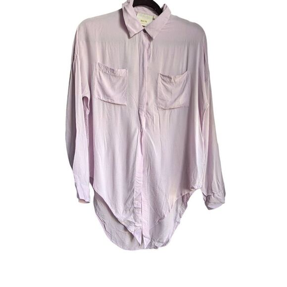 Anthropologie Tops - Anthropologie Maeve front tie lilac shirt XS